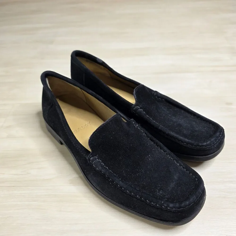 Bally Black Suede Slip On‎ Loafers Women's Size 5.5